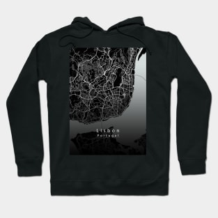 Lisbon Portugal City Map dark Hoodie